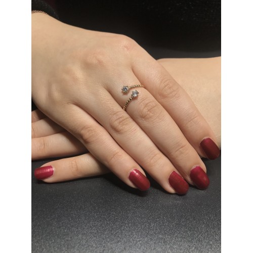 14 Ayar Çift Taşlı Roze Yüzük