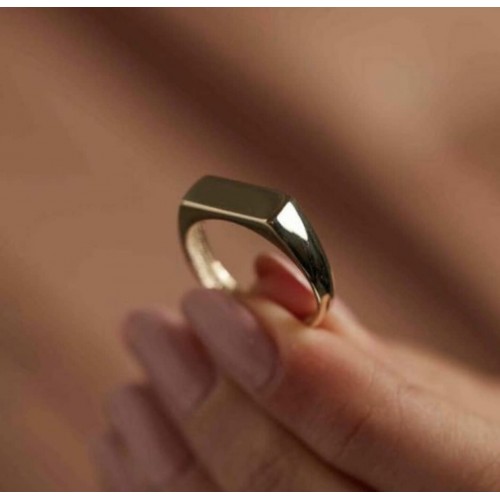 14 Ayar Plaka Yüzük 